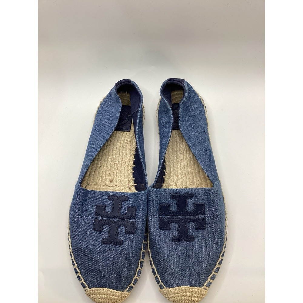 Tory Burch Denim Weston Espadrille Flats SZ 8.5